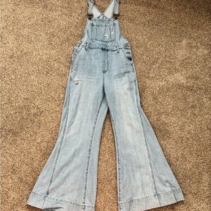Show Me Your MuMu Light Blue Flared Denim Overalls
